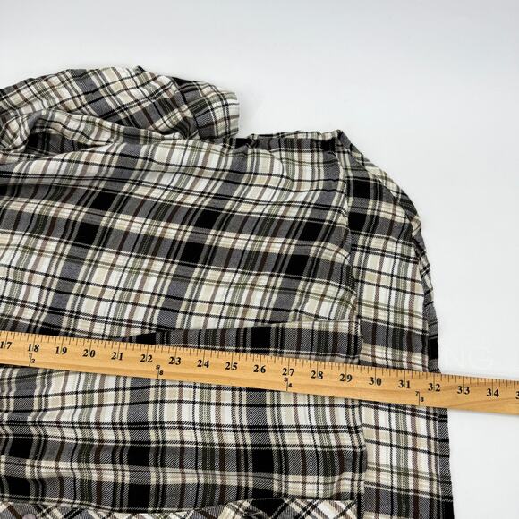 AVENUE Womens Flannel Plaid Button Up Shirt Size 30 Roll Tab Pin Tuck V-Neck - Picture 9 of 10